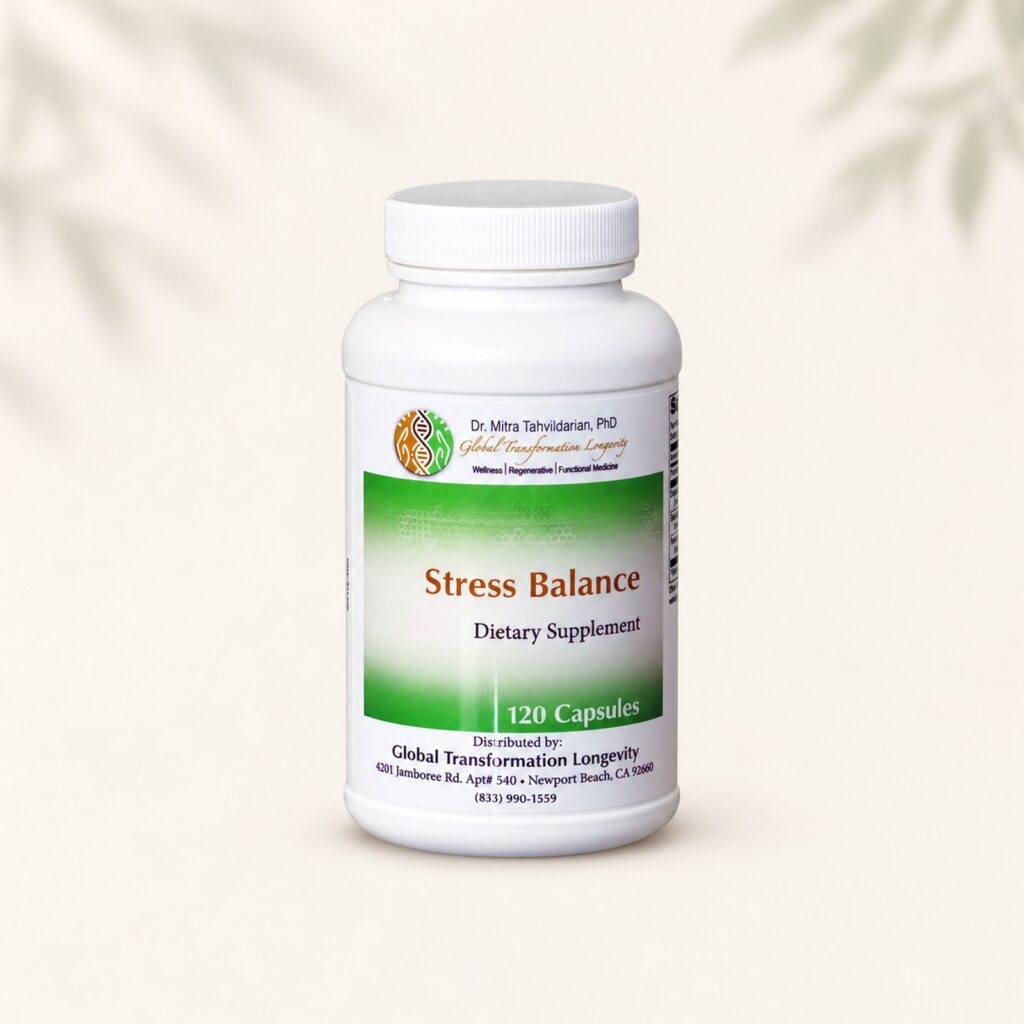 Stress Balance dietary supplement, 120 capsules, Global Transformation Longevity